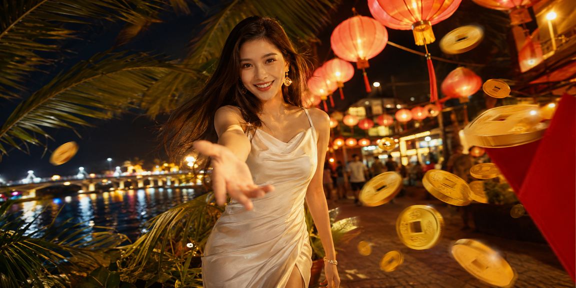Không khí lễ hội bao lì xì và tiền thưởng tại chợ đêm vùng Mekong