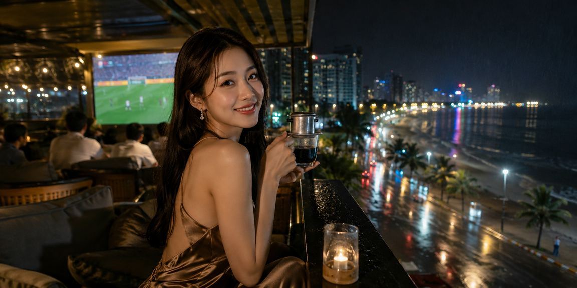Người dùng Nha Trang cầm điện thoại xem kết quả cá cược bóng đá bên ly cà phê